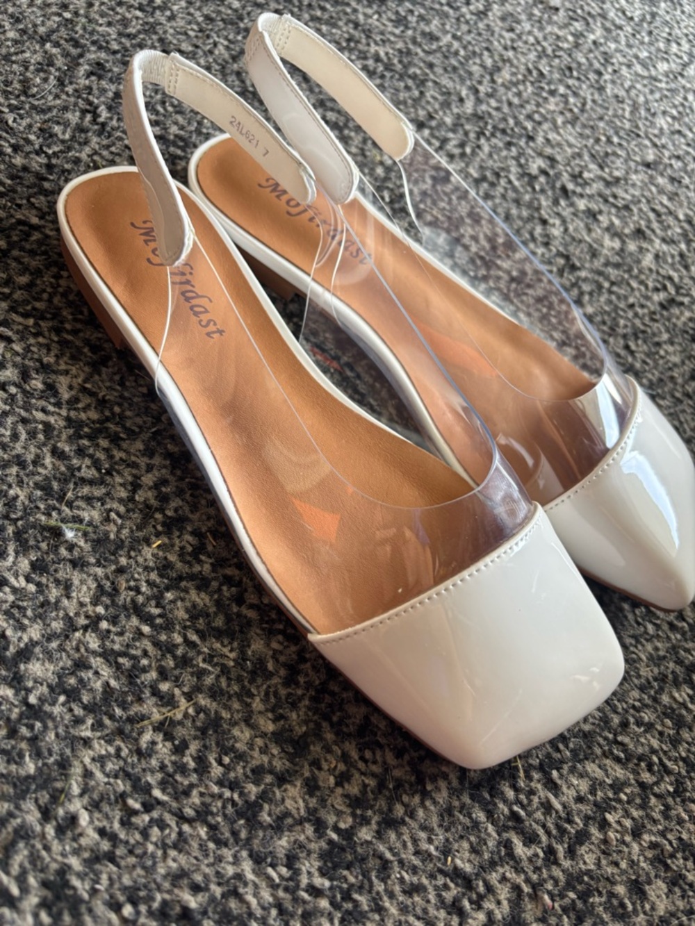 Mofirdast White Clear Slingback Flats Size 7 - Picture 6 of 9